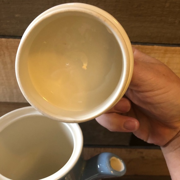 Mid Century Blue and Creamy White Coffee Pot Set - Picture 8 of 8